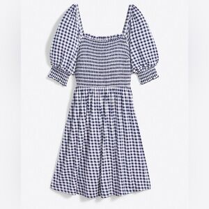 Draper James Navy gingham puff sleeve dress. Never worn. Size S, fits like a M.